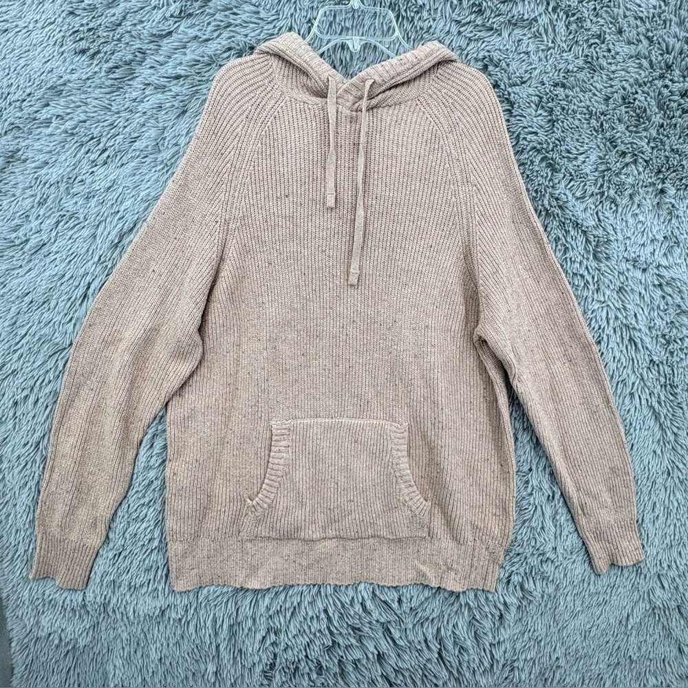 American Eagle Sweater Womens XL Tall Hooded Knit Ragland Sleeves Light Pink